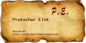 Pratscher Elek névjegykártya